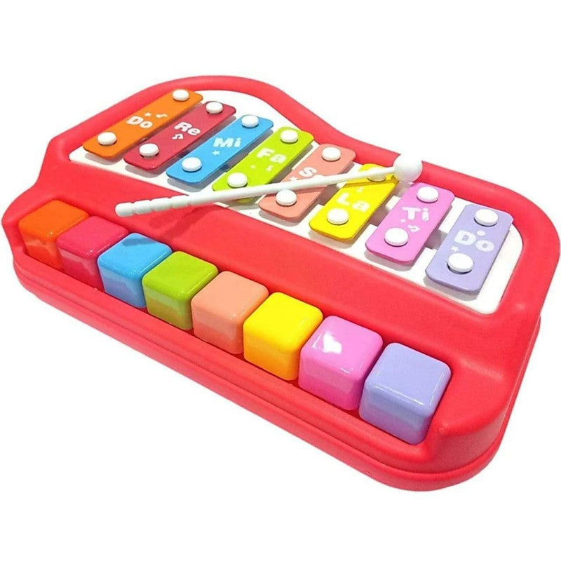 Musical Big Size Multi Keys Xylophone and Piano, Non Toxic, Non-Battery for Kids & Toddlers, Plastic (8 Keys Red)