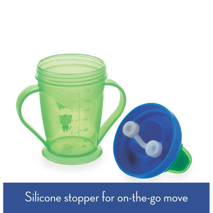 Twin Handle Hard Spout Sippy Cup. Leak-Proof, BPA FREE, Easy Grip. 180 ML / 6 Oz. (Green & Blue)