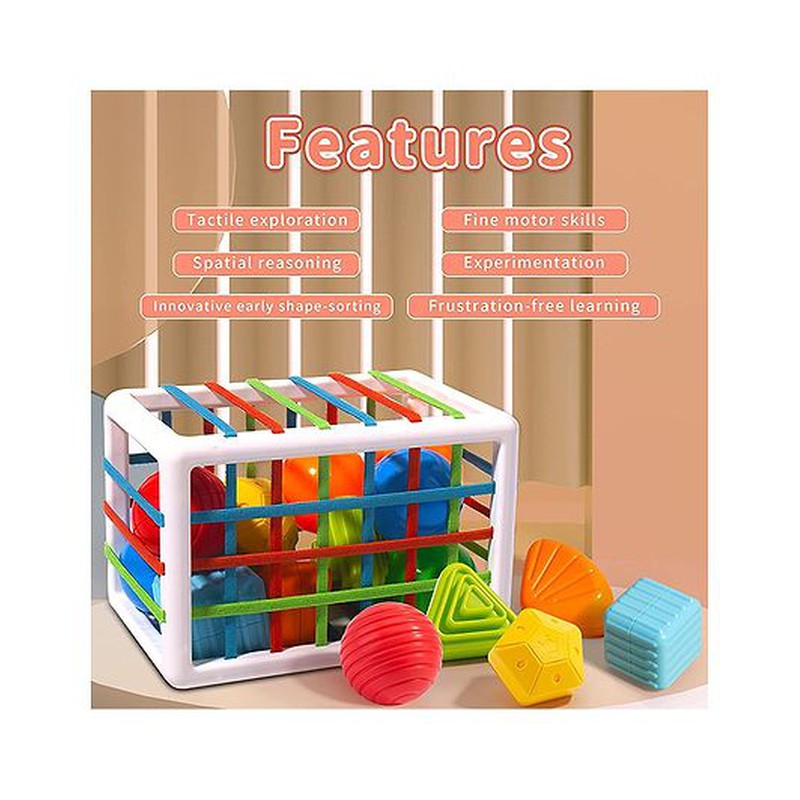 Shape Sorter Montessori Educational Toys for baby With 9 Blocks- Multicolor