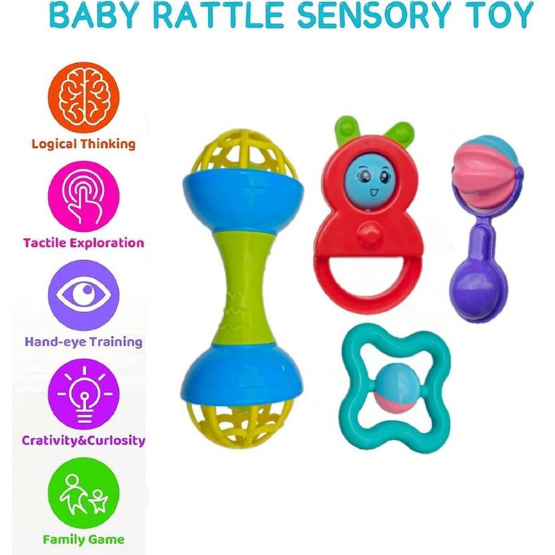 Baby Rattle Set Pack of 4 - Multicolor