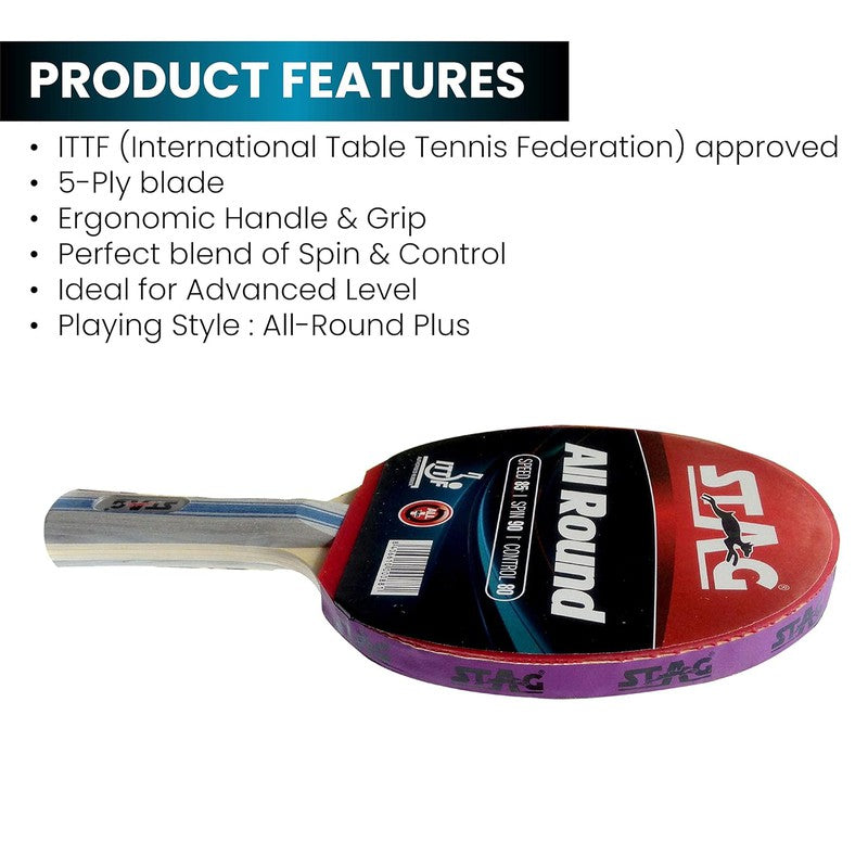 ITTF Approved Rubber All Round Advanced Table Tennis Racquet