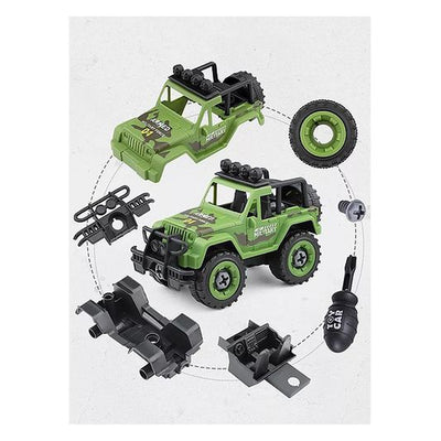 DIY Military Army Foldable Vehicles Toy with Screwdriver Learning STEM Toys for Kids Pack of 4 - (Assorted Color)