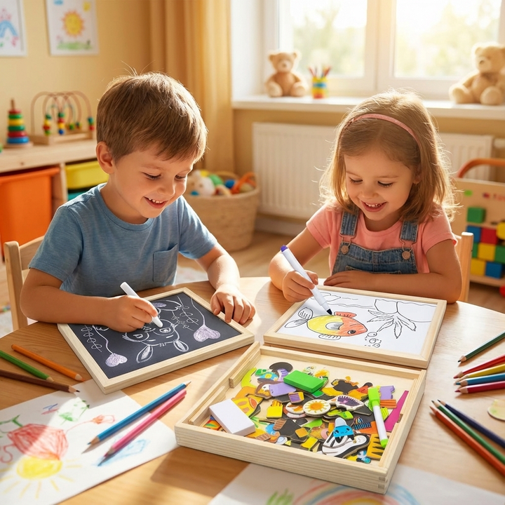 FunBlast Multifunctional Magnetic Wooden Chalkboard