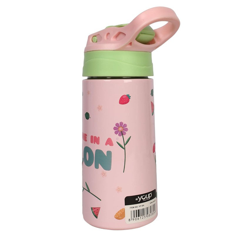Youp Tinkler - 400 Ml Stainless Steel Insulated Purple Color Panda Theme Kids Anti-dust Sipper Bottle