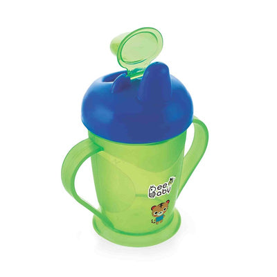 Twin Handle Hard Spout Sippy Cup. Leak-Proof, BPA FREE, Easy Grip. 180 ML / 6 Oz. (Green & Blue)