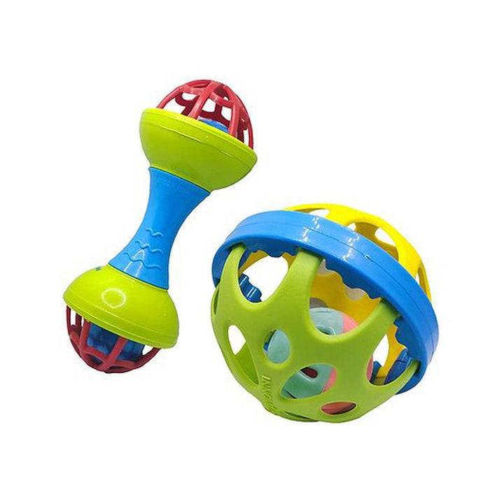 Baby Rattles and Teether Set BPA Free & Non Toxic Pack of 2 (Assorted Colours)