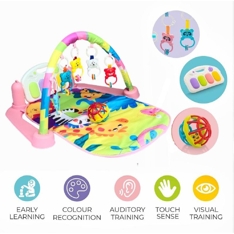 6 in 1 Musical Baby Play Gym Mat Piano Fitness Rack with Baby Rattle For kids