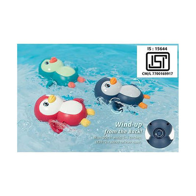 Swimming Penguin Wind Up Bath Toy - Pack Of 4 (Assorted Colour)