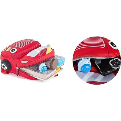 Cute Fire Truck Soft Plush Backpack with Front Pocket for Kids - 10.2 Inches