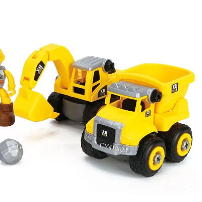 DIY Activity Construction Site Work Theme Construction Trucks Play Set For Kids - 7 Piece