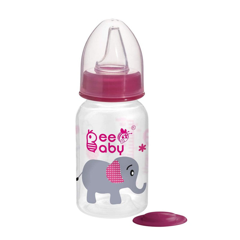 Pink 2 in 1 Advance+ Baby Feeding Bottle To Sippy Bottle with Anti-Colic Silicone Nipple & Silicone Sippy Spout. 100% BPA FREE. - 125 ML / 4 Oz