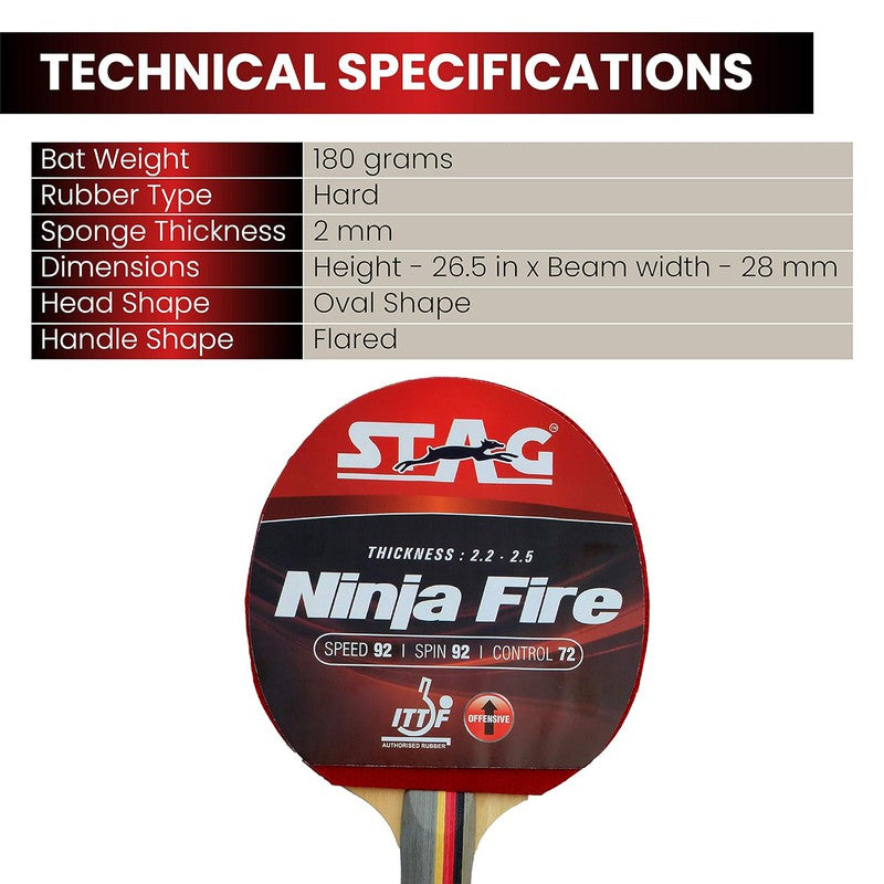 Advanced ITTF Approved Rubber Ninja Fire Table Tennis Racquet