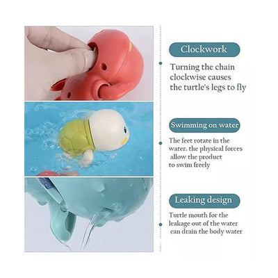 Pack Of 4 | Swimming Turtle Wind Up Bath Toy (Assorted Colour)