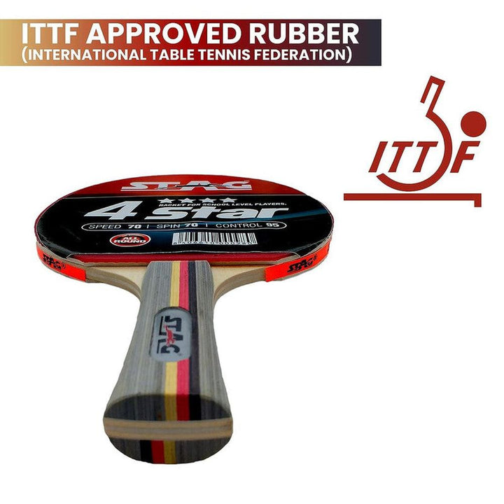 Stag Global 4 Star Table Tennis Racquet (9 Years till Grown Ups) | Multicolor