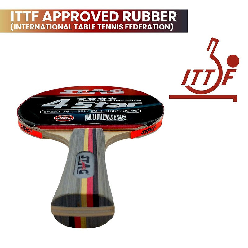 4 Star Table Tennis Racquet (Multicolor)