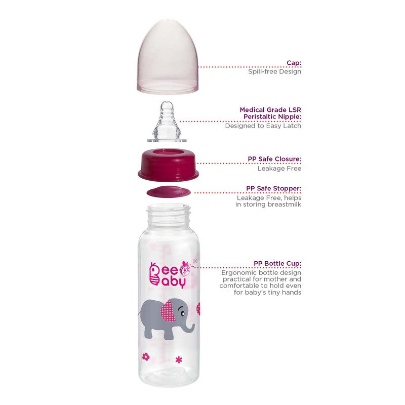 Pink 2 in 1 Advance+ Baby Feeding Bottle To Sippy Bottle with Anti-Colic Silicone Nipple & Silicone Sippy Spout. 100% BPA FREE. - 250 ML / 8 Oz