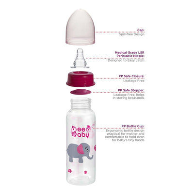 Pink 2 in 1 Advance+ Baby Feeding Bottle To Sippy Bottle with Anti-Colic Silicone Nipple & Silicone Sippy Spout. 100% BPA FREE. - 250 ML / 8 Oz