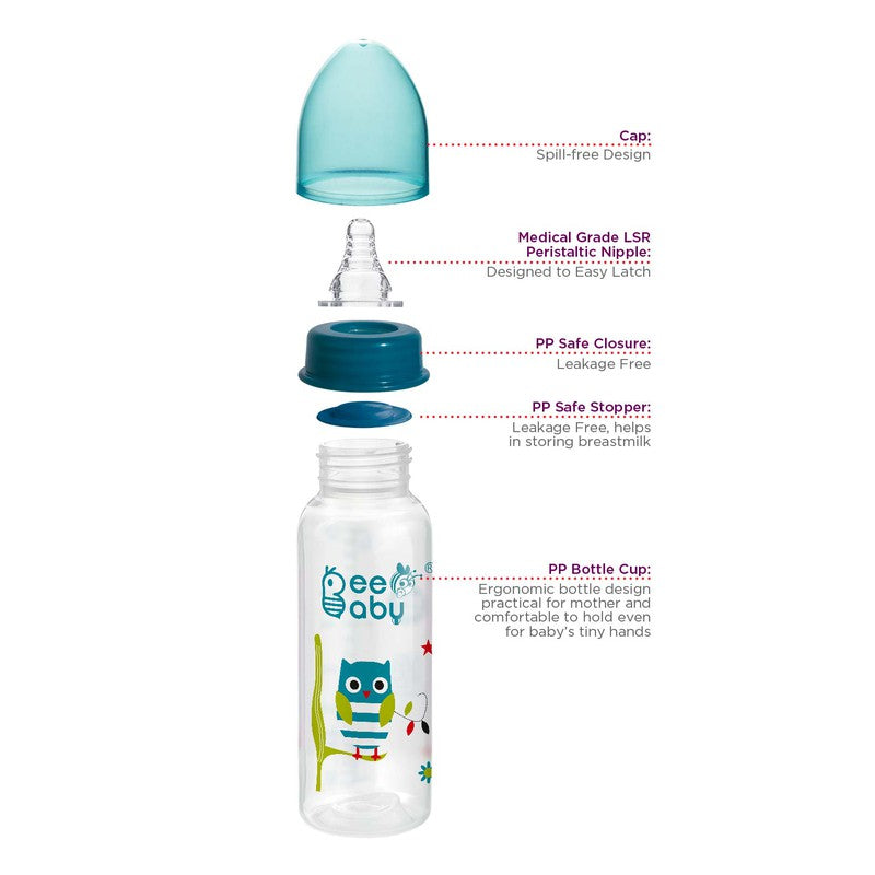 2 in 1 Advance+ Baby Feeding Bottle To Sippy Bottle with Anti-Colic Silicone Nipple & Silicone Sippy Spout. 100% BPA FREE. - 250 ML / 8 Oz. Blue