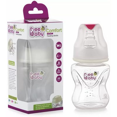 Pink 120 ml Comfort Slim Neck Baby Feeding Bottle with Anti-Colic Silicone Nipple. 100% BPA FREE. 120 ML /4 Oz.