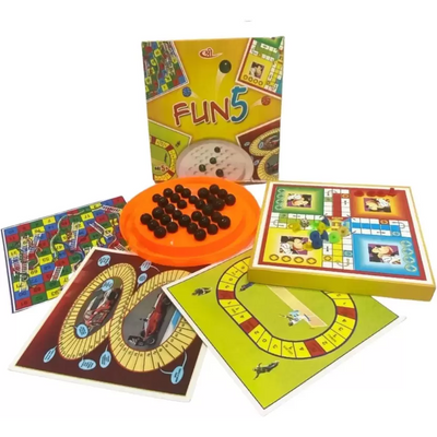 Fun 5 In 1 Board Game Set - Multi Color
