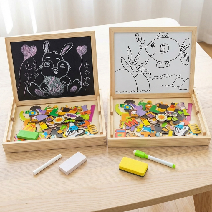 FunBlast Multifunctional Magnetic Wooden Chalkboard