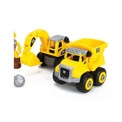 DIY Activity Construction Vehicle Construction Toys Trucks Play Set of 2 Vehicles and 5 Accessories - Yellow