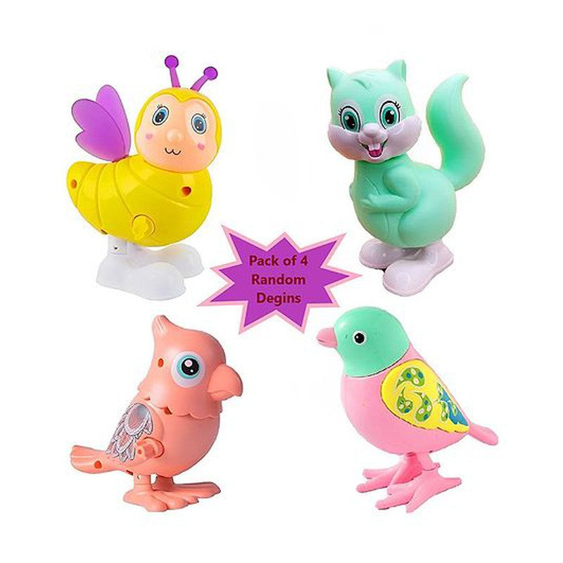 Colorful Key Wind up Bird and animal Toys for Kids Pack of 4 - (Assorted Color)