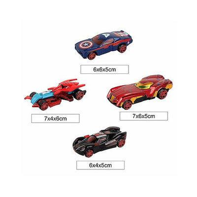 Mini Metal Free Wheel Die Cast Car For Kids Pack Of 4- (Assorted Colour & Design)