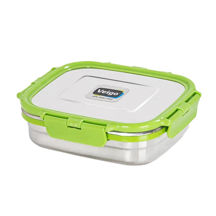 Large Stainless Steel Air Tight & Leak-Proof Lunch Box with Lid Lock & Detachable Clip Mechanism (600ml)