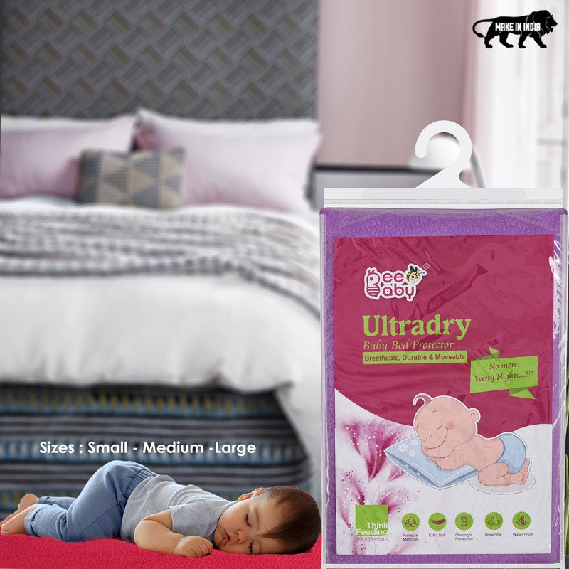 Violet UltraDry Waterproof Baby Bed Protector / Dry Sheet (Size - Large)