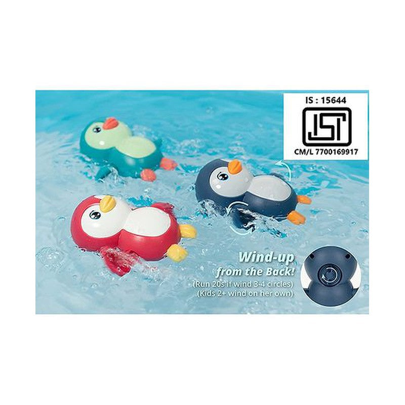 Swimming Penguin Wind Up Bath Toy - Pack Of 3 (Assorted Colours)