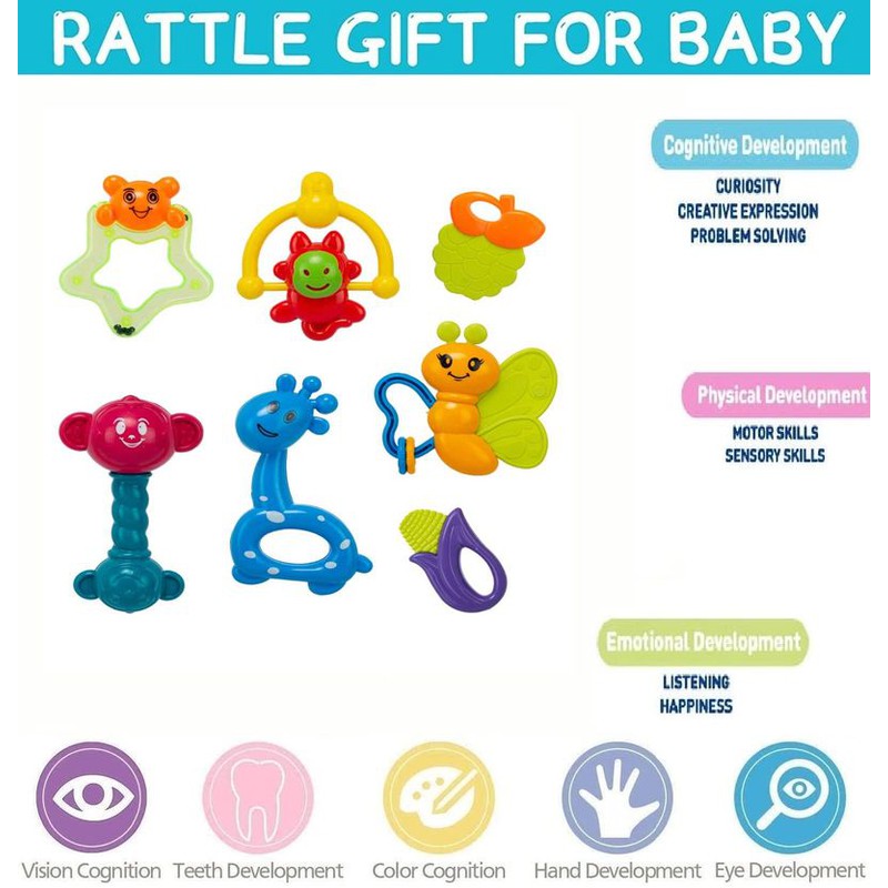 Baby Rattle Set Pack of 7 - Multicolor