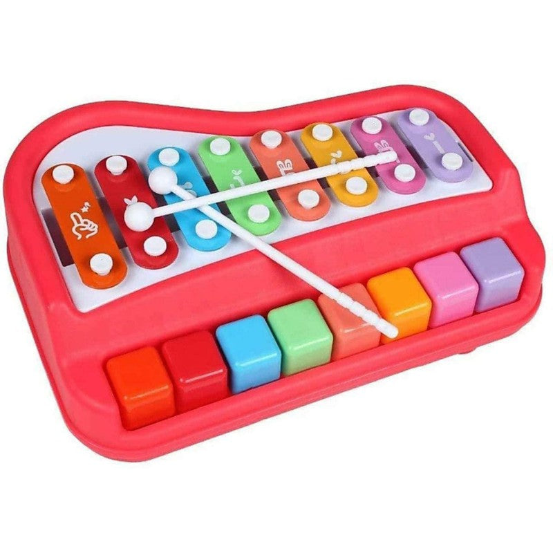 Musical Big Size Multi Keys Xylophone and Piano, Non Toxic, Non-Battery for Kids & Toddlers, Plastic (8 Keys Red)