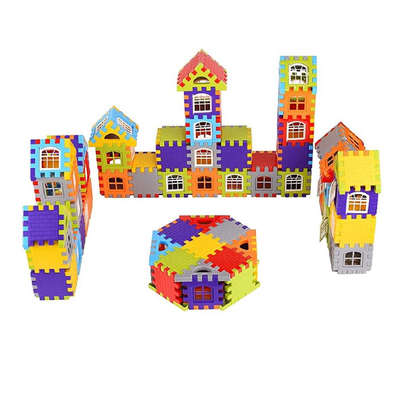 Happy Home Building Blocks Puzzle Games for Kids 72 piece- Multicolor