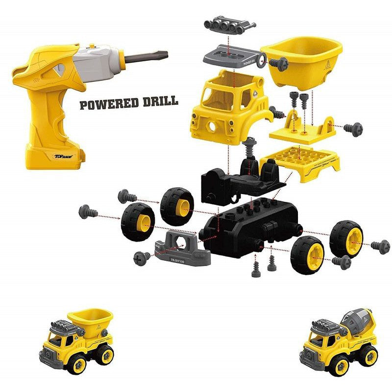 DIY Activity Construction Site Work Theme Construction Trucks Play Set For Kids - 14 Piece