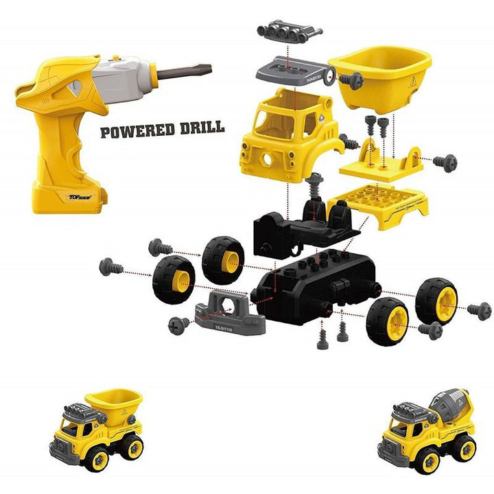 DIY Activity Construction Site Work Theme Construction Trucks Play Set For Kids - 14 Piece