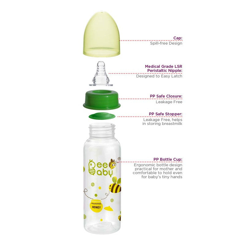 Green 2 in 1 Advance+ Baby Feeding Bottle To Sippy Bottle with Anti-Colic Silicone Nipple & Silicone Sippy Spout. 100% BPA FREE. - 250 ML / 8 Oz