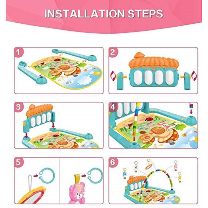 Musical Baby Play Gym Mat Piano Fitness Rack with Baby rattle For kids