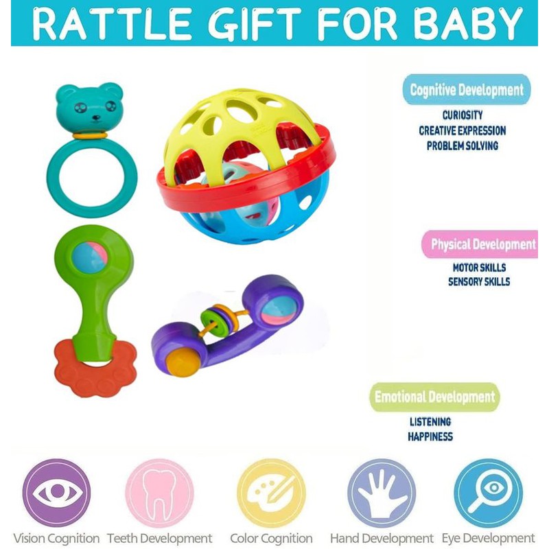 Baby Rattle Set Pack of 4 - Multicolor