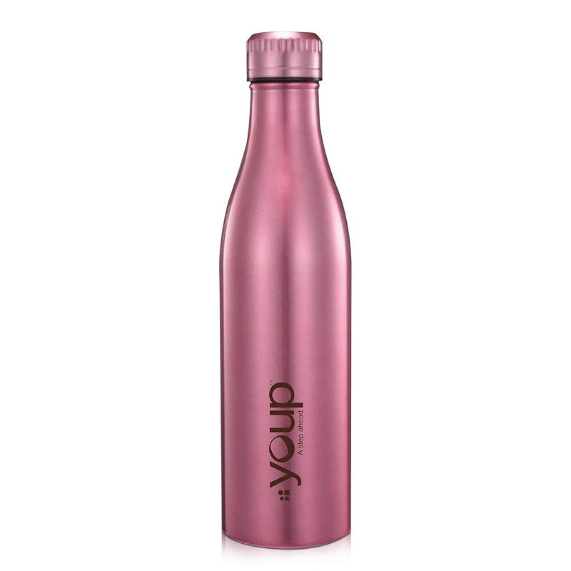 Youp Thermosteel Insulated Metallic Pink Color Water Bottle Splash1001 - 1 L