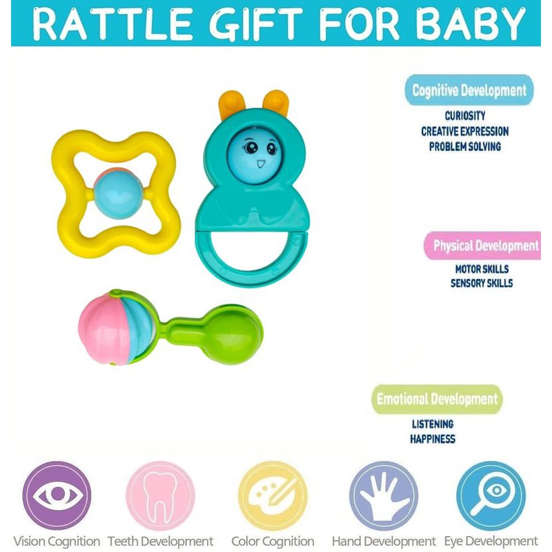 Baby Rattle Set Pack of 3 - Multicolor