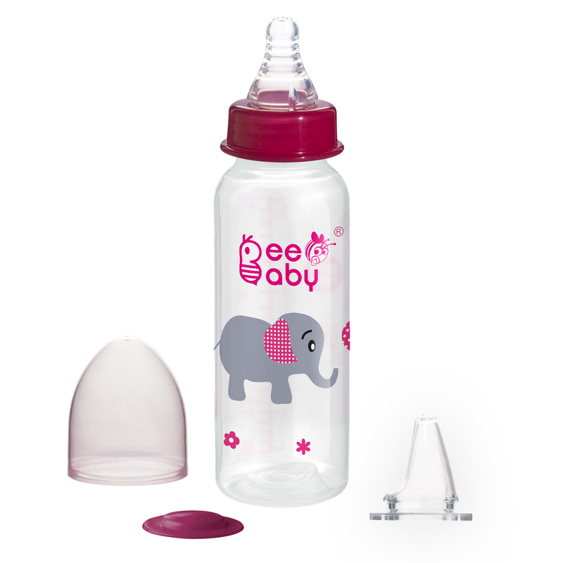 Pink 2 in 1 Advance+ Baby Feeding Bottle To Sippy Bottle with Anti-Colic Silicone Nipple & Silicone Sippy Spout. 100% BPA FREE. - 250 ML / 8 Oz