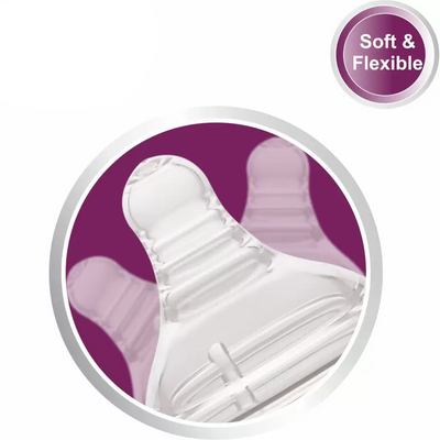 Fast Flow (Size - L) (Pack of 2) Ease Anti-Colic Silicone Nipple with Carry Case for Wide Neck Baby Feeding Bottle 8M+