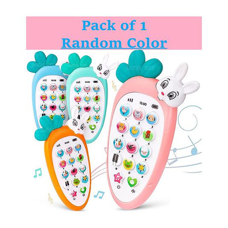Smart Musical Sound Cordless Feature Intelligent Light Mobile Phone Toy With Upper Side Soft Silicone Rattle- (Assorted Colour)