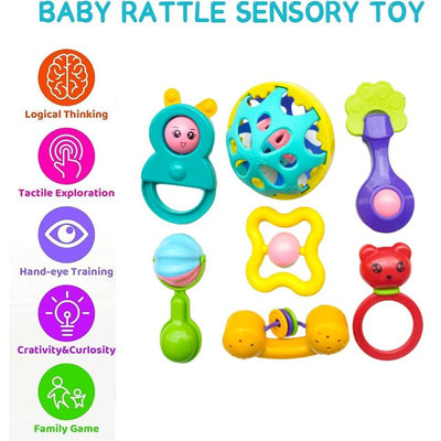 Baby Rattle Set Pack of 7 - Multicolor