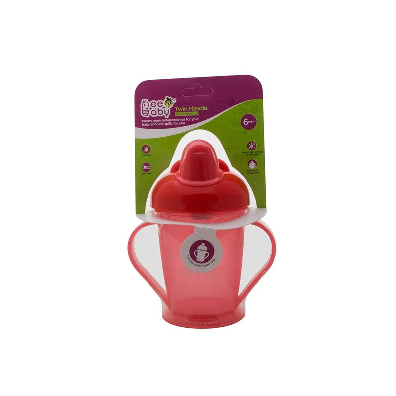 Light Red Twin Handle Hard Spout Sippy Cup. Leak-Proof, BPA FREE, Easy Grip. 180 ML / 6 Oz