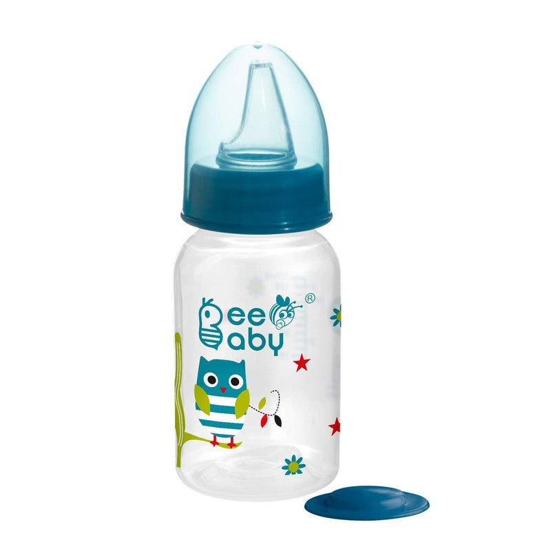 2 in 1 Advance+ Baby Feeding Bottle To Sippy Bottle with Anti-Colic Silicone Nipple & Silicone Sippy Spout. 100% BPA FREE. - 125 ML / 4 Oz. Blue