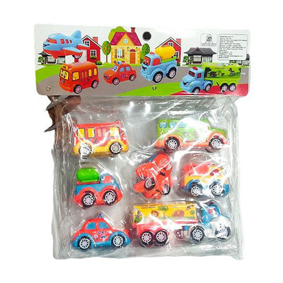 Friction Powered Pull Back Toy Vehicles Set of 7 - Multicolor