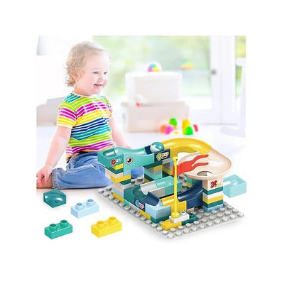 Marble Run Race Track Building Blocks and Brick Educational Toy For Kids Pack of 65 Pieces - (Assorted Colour)
