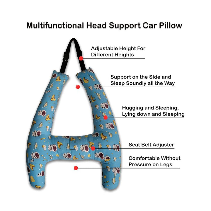 H-Shape Head Support Sleeping Car Pillow for Kids (6 Months to 3 Years)